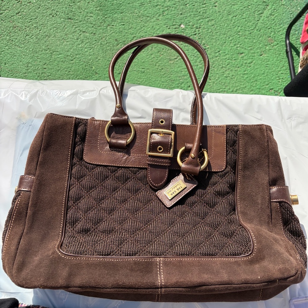 The Sak Brown Suede Crochet Shoulder Bag — Never Used